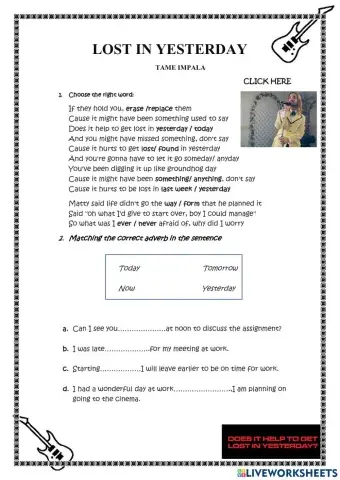 Lost in yesterday (adverbs of time)