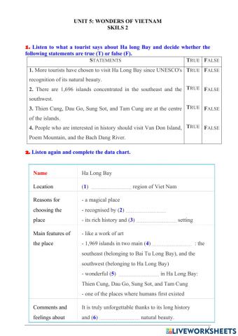 Unit 5 - wonders of vietnam - skills 2