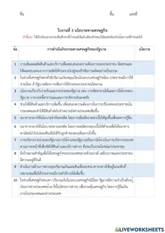 ใบงานที่ 3 นโยบายทางเศรษฐกิจ (2)