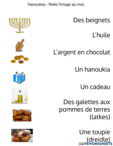 Le Vocabulaire de Hanoukka