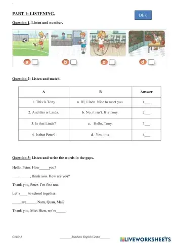 Enlish 3 test 6 (unit 3)