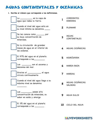 Aguas continentales y Oceánicas