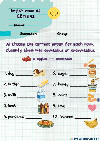 English test - for beginners A1