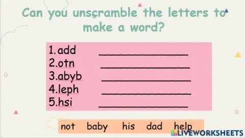Unscramble the sight words