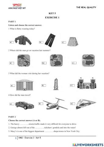 Online practice 1 - Ket 5