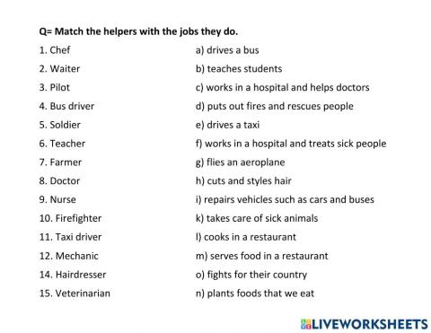 Helpers and Jobs they do