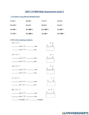 Math Assessment Unit 2 week 5