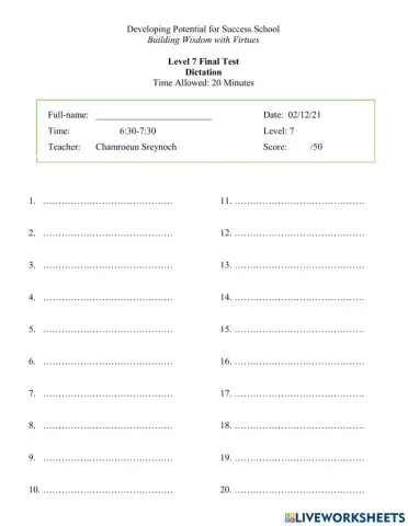 Final Level 7 Dictation