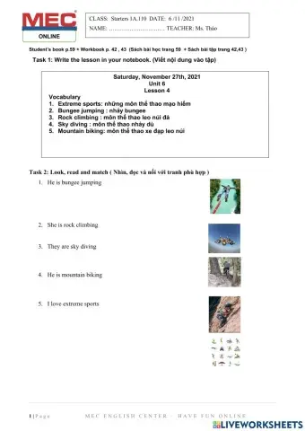 Starters 1B- Unit 6- Lesson 4