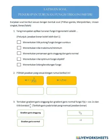Penerapan turunan trigonometri