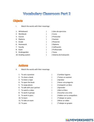 Vocabulary Classroom Part 2