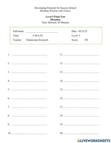 Final Level 5 Dictation