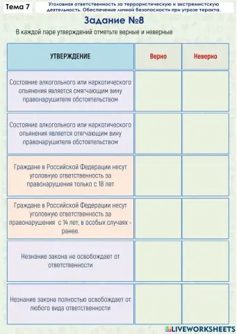 Задание ОБЖ 7.8