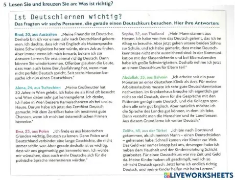 B1 Test zu Lektion 4 - 4