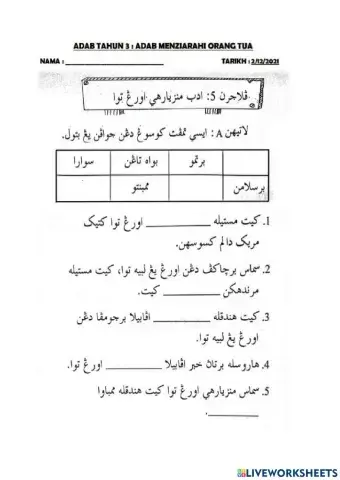 Kafa : adab tahun 3 - adab ziarah orang tua