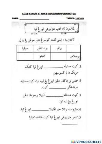 Kafa : adab tahun 3 - adab ziarah orang tua