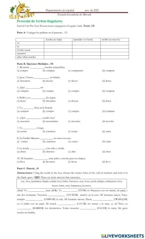 Presente de Verbos Regulares