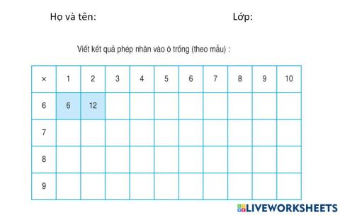 Toán 3. bảng nhân 9