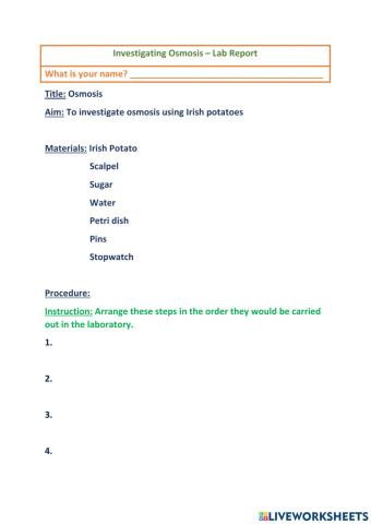 Osmosis Potato Lab Report