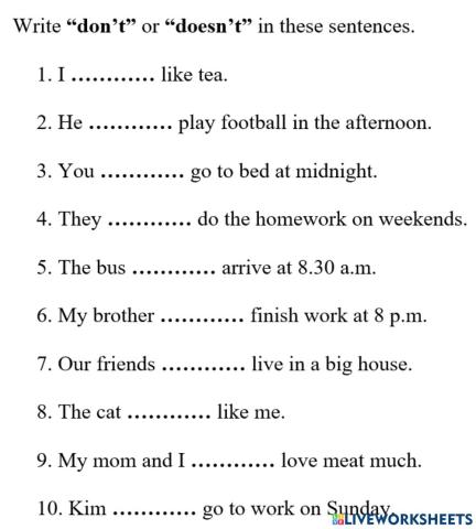 Negative in Present Simple