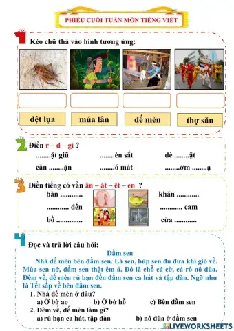 Phiếu bài tập cuối tuần 12