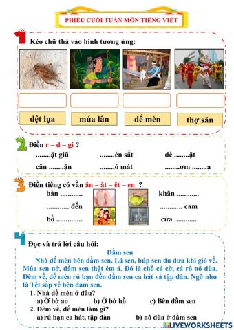 Phiếu bài tập cuối tuần 12