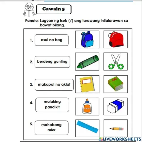 Paglalarawan ng mga bagay sa paaralan