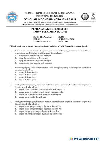 Soal PAS PJOK Kelas 8