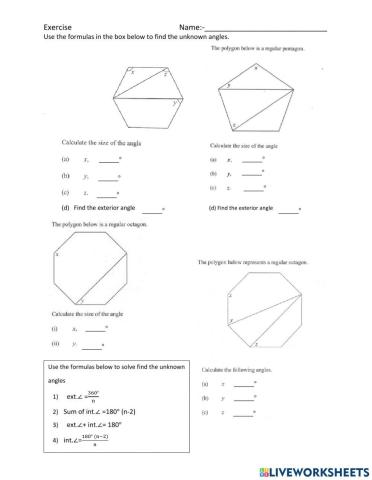 Interior angles polygons