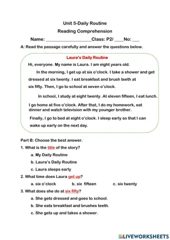 Unit 5 Daily Routine