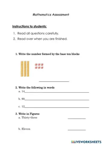 Math Term 1 Assessment