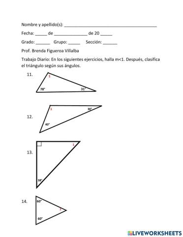 Suma de los ángulos internos de un Triángulo