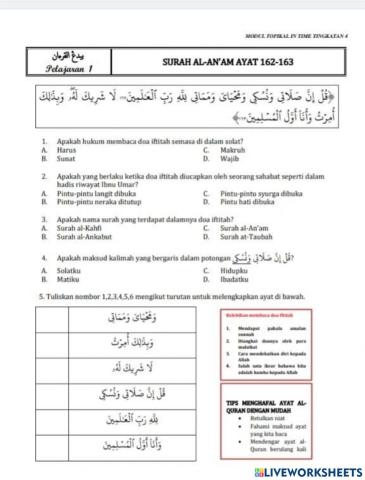 Pelajaran 1 surah al-an'am ayat 162-163