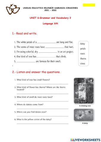 Language 6th: Grammar and Vocabulary 2 Unit 6