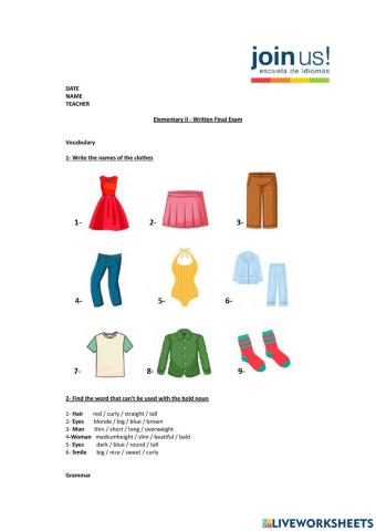 English File 4th Edition Pre Intermediate test