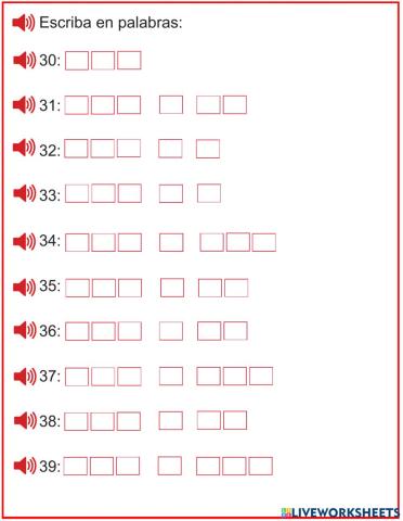 Familia del 30 en palabras (B)