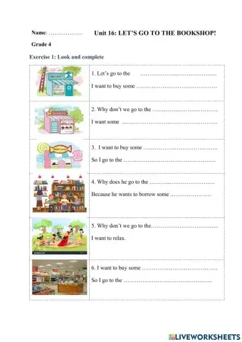 G4 U16: Let's go to the bookshop!