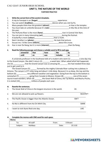 E6 - Unit 5 - Further Practice