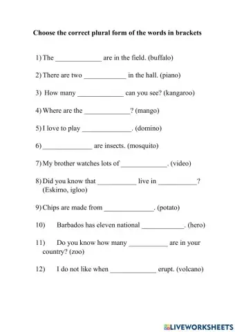 Plurals - words that end in 'o'