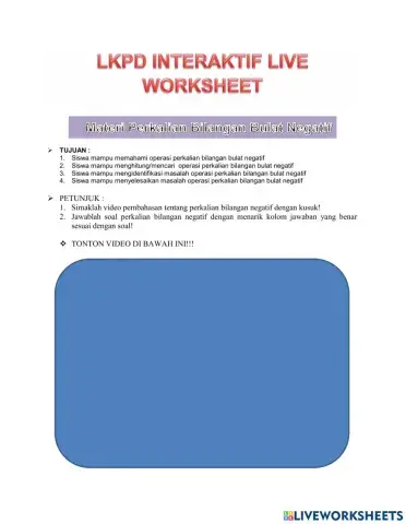 Perkalian Bilangan Bulat Negatif