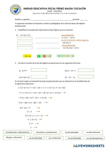 Leyes del algebra proposicional