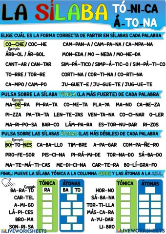 Sílabas más la tónica