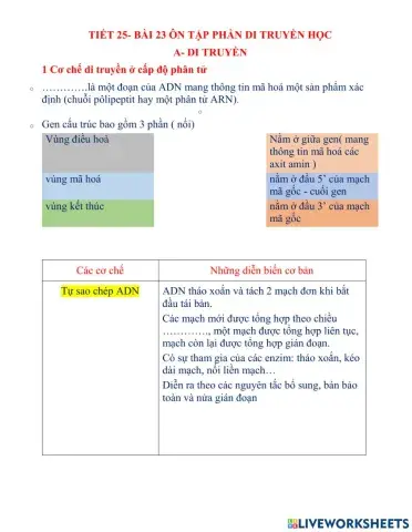 Ôn tập phần di truyền học