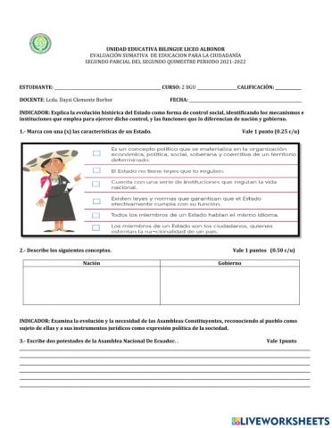 Evaluación ciudadanía