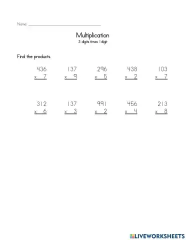 Multiplication Worksheet