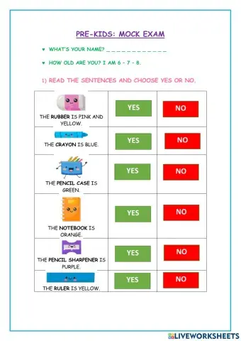 Pre-kids EOY mock exam