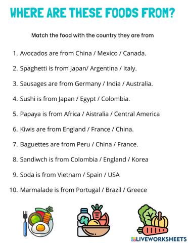 Where foods are from