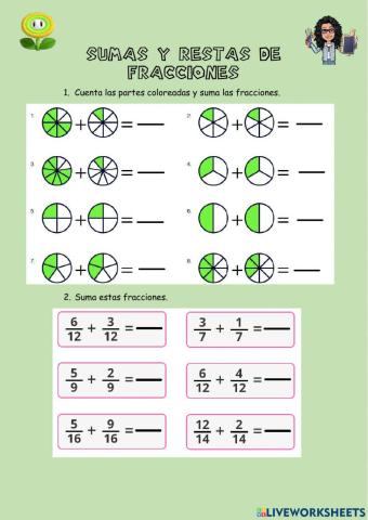 Sumas y restas de fracciones