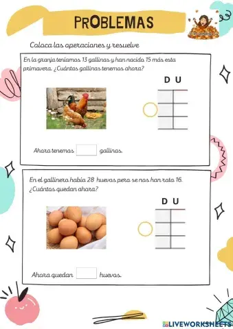 Problemas 1º primaria 2 cifras