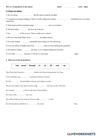 Prepositions of movement